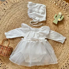 ベビードレス セレモニー お宮参り お食い初め 100日  退院 結婚式 ホワイト 白 60