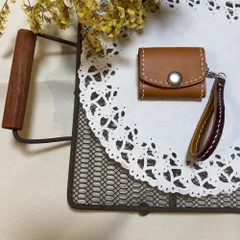 ハンドメイド　レザー　本革　キーホルダー付きコインケース　キャメル