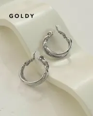 【SALE】GOLDY/ゴールディ/ツイスト ダブル ライン フープ イヤリング/アクセサリー/2230910