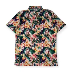 FILA GOLF フィラ ゴルフ 花柄 総柄 BD ボタンダウン 半袖 ポロシャツ M/マルチ メンズ