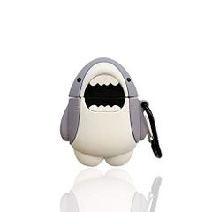 【在庫処分】2 対応ケースカバー ソフトシリコン & 3D かわいい 面白い 1 漫画 イヤホンカバー AirPods 女の子 AirPods 男の子 クール 楽しい かわいい TanMay 保護ケース - サメ