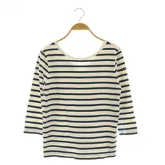 ルミノア Leminor ボーダー 七分袖 カットソー バックVネック コットン フランス製 1 紺 ネイビー /MY ■OS