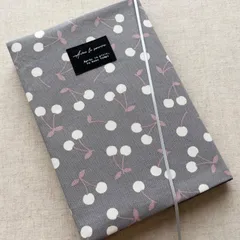 【A5判_z018】ブックカバー チェリー柄 グレー
