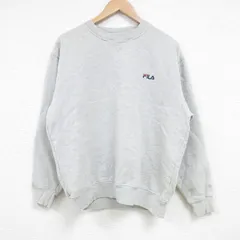 L/古着 フィラ FILA 長袖 スウェット メンズ 00s ワンポイントロゴ クルーネック グレー 霜降り 25mar19 中古 スエット トレーナー トップ