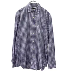 BANANA REPUBLIC 長袖 チェックシャツ XL パープル ホワイト バナナリパブリック ボタン 胸ポケット クラシックフィット 春物 a710-6340のサムネイル