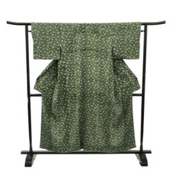 小紋/美品/グリーン/仕立上がり/適応身長150～158㎝/8345