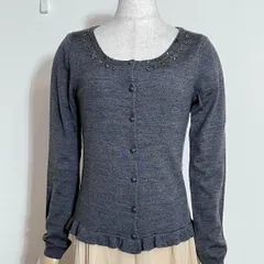 ❤️人気 プロポーション PROPORTION BODY DRESSING グレー ビジューヘムフリルニットカーディガン 3・M  レディース 3418
