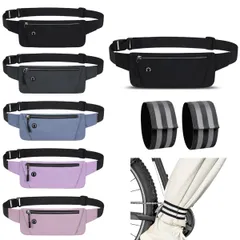 ランニングポーチ 揺れない 軽量 防水 防汗 裾止めバンド 自転車 反射バンド付き ウエストポーチ ベルトが調整可能 イヤホンホール付き 大容量 iPhone スマホ対応 おしゃれ 夜間活動