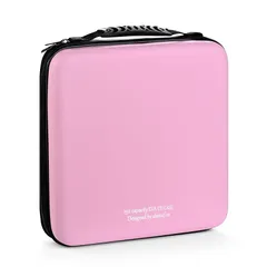 LIOVODE 192枚収納 CDケースポータブルEVA blu-ray ディスク収納ケース 大容量 DVD/VCD 収納 (192枚, ピンク192) 1