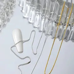 ★即日発送★ネイルパーツ ネイル チェーン 4本入り 4種類 50cm 極細 ボールチェーン 裁断可能 0.8mm+1mm ネイルデコレーションパーツ ネイル ボールチェーン ネイルアート DIY 工芸品 ファッショ オーナメントン ネイルアート アクセサリー