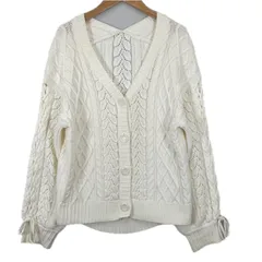 美品 WILLSELECTION ウィルセレクション ケーブルニット 無地 秋冬 AW カーディガン コットン/アクリル ホワイト レディース M【古着】【中古】【送料無料】