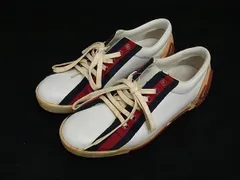 美品　GUCCI　グッチ　スニーカー　GGキャンバス　シェリーライン　レザー 極美品 グッチ レザースニーカー シェリーライン 型押し ブラック 2013