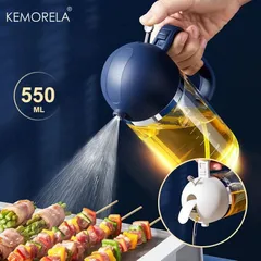 2-in-1 オイルボトルスプレーと自動的にオープン注ぐオリーブオイルグレービーボートグリル噴霧器漏れ防止ノズルバーベキューキッチンアクセサリー