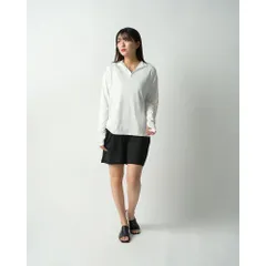 ☆ ホワイト×ブラック ☆ M-L ☆ ラッシュガード 2WAYハーフZIP セットアップ ラッシュガード 2WAY セットアップ 半ズボン ズボン パンツ 長袖シャツ シャツ 上下セット 吸水 速乾 接触冷感 冷たい 伸縮性 ストレッチ 軽量 軽い