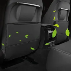 Lemonior 車 キックガード バックキックマット キングカードカバー 汚れ保護シート PUレザー 2点セット 取付簡単 キックガード シート バック マット キックガード 後部座席 プロテクター 汚れ防止  取り付け簡単 運転席/助手席対応  ブラック