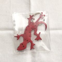 La Cuoieria トスカーナレザー 牛革キーホルダー トカゲ 蜥蜴 レッド