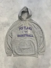 【 Champion / 80's USA製 】 スウェットパーカー　3段プリント　杢グレー　ラグランスリーブ　BASKETBALL　トリコタグ　M