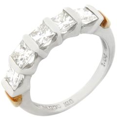 リング 指輪 ダイヤリング Pt900 K18YG ダイヤモンド プラチナシルバー 6号【中古】