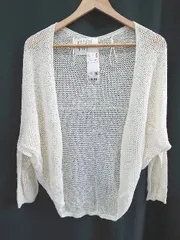 ◇ ◎ ●未使用● ⊂ ユニクロ 3D メッシュ 長袖 カーディガン サイズL オフホワイト レディース E  【1506110011114】