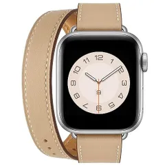 二重巻き型 キャメル+シルバーバックル_384041mm コンパチブル アップルウォッチ バンド コンパチブル apple watch バンド レディース レザー 本革 2重巻き 細い iWatch Series 987654321SESE2全機種対応 交換ベ