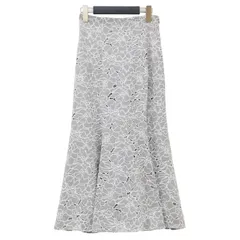 NATURAL BEAUTY BASIC スカート チャコールグレー ホワイト 白 サイズ:PS / 24春夏 バイカラー レース マーメイドスカート / ロング丈 ミディ丈 フレア Aライン ハイウエスト 花柄【レディース】【中古】