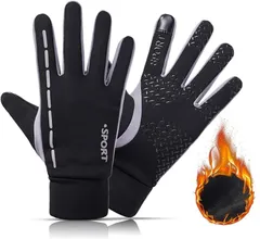 nightbaby 防寒手袋 ランニンググローブタッチパネル対応 メンズ レディース スキー サッカー ジュニア 防風 保温 防撥水 スノー手袋 自転車グローブ 登山 サイクル スポーツ 裏起毛・撥水加工・滑り止め・耐磨耗性(グレー,  M)