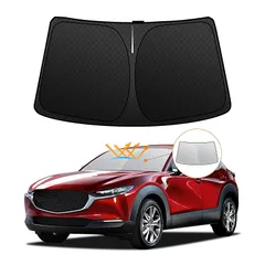 【強化版】マツダ CX-30 DM系 フロントガラスサンシェード R1.10-現行 DMEP DM8P DM8R DMFP DMEJ3R DMEJ3P UVカット 吸盤不要 遮光断熱 夏 紫外線 UVカット 簡単着脱 内装パーツ 車種専用設計 折り畳み式  0