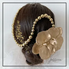 金箔付ゴールドボールチェーン❤︎胡蝶蘭ゴールド　髪飾り卒業式成人式袴