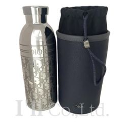 Dior HOMME　ディオールオム　オブリーク　ステンレス　ボトル　ボトルホルダー付き　11-BO-0291　ステンレススチール　レザー　シルバー　水筒　ウォーター　クライマボトル　24BOTTLES【中古】【70671】