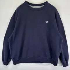 古着 チャンピオン Champion スウェット トレーナー 大きいサイズ ワンポイントロゴ クルーネック プルオーバー  2XL  ネイビー メンズ