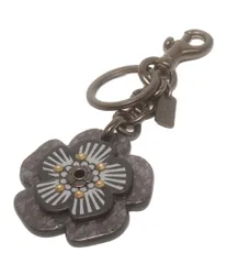 美品 コーチ キーリング キーホルダー チャーム ブラック フラワー 花 レディース COACH