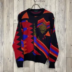 【 OLD MORFEO 90s モルフェオ】日本製 総柄 厚地 肉厚 ニット セーター M