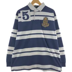 古着 ラルフローレン Ralph Lauren POLO by Ralph Lauren ボーダー柄 長袖 ラガーシャツ メンズXL相当/eaa547926
