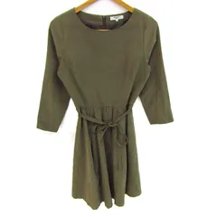 ナチュラルビューティーベーシック ワンピース トップス 長袖 ウエストリボン レディース Mサイズ オリーブ NATURAL BEAUTY BASIC 【中古】