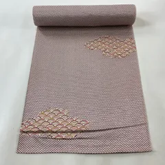 反物 秀品 小紋 青海波 網目 えんじ色 正絹 【中古】