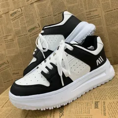 新品★レディース★軽量 フェイクレザーダッドスニーカー 白 黒 3413