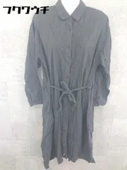 ◇ ◎ UNIQLO ユニクロ 長袖 膝下丈 シャツ ワンピース サイズL ダークグレー レディース 【中古】 【1002802490644】
