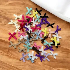 リボンパーツ 50個 セット ミックスカラー 手芸材料 ハンドメイド アクセサリーパーツ クラフト用品 pt-2892