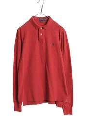 【お得なクーポン配布中!】 ポロ ラルフローレン 鹿の子 長袖 ポロシャツ メンズ М 古着 長袖シャツ コットン カットソー ワンポイント シンプル カジュアル レッド