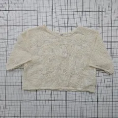 ◇ ⊂　美品 ローリズファーム 花柄 六分袖 六分袖透けカットソー サイズF ホワイト系 レディース E  【1508250015816】