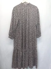 ◇ Θ Simplicite シンプリシテェ 総柄 長袖 ロング ワンピース ブラック ブラウン系 レディース E  【1507100012814】