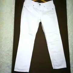 GU【M】メンズ コットン ホワイト ストレート デニムパンツ オールシーズン