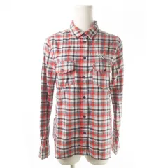 ロデオクラウンズワイドボウル RODEO CROWNS WIDE BOWL RCWB シャツ 長袖 チェック ロゴ刺繍 S 赤 レッド /AO15