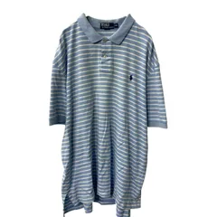 Polo Ralph Lauren 半袖 ボーダー ポロシャツ 2XL サックスブルー ポロラルフローレン ビッグサイズ 古着卸 アメリカ仕入 a707-5217