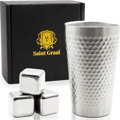 SaintGraal タンブラー アイスキューブ セット 父の日 誕生日 プレゼント 男性 女性 ギフト 溶けない氷 ステンレス氷( シルバー)