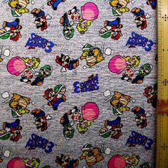 約108×40 uskk-9711 キャラクター アメリカ 輸入 生地  スーパーマリオ3 （ グレー系 ) マリオ まりお ルイージ ヨッシー ピーチ キノピオ クッパ スター
