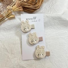 ベビーヘアクリップ〖 2点set 〗くまさん うさぎさん ひまわり