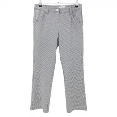 ★SALE価格★【美品】マンシングウェア パンツ 白×ネイビー 千鳥格子調 ストレッチ レディース 11 ゴルフウェア Munsingwear