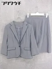 ◇ THE SUIT COMPANY スーツカンパニー 1B 膝丈 シングル スカート スーツ 上下 セットアップ サイズ38 グレー系 レディース 【中古】 【1002798526952】