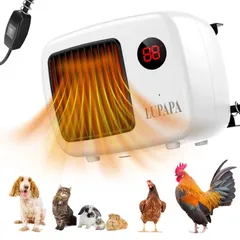 ヒーター 犬 猫 ペット用電気ヒーター LUPAPA 小型 噛みつき防止スプリング付き 過熱保護装置 2段風速調整 恒温加熱 低騒音設計 寒さ対策 ペットの暖房器具 壁掛け/卓上設置可能 日本語説明書付き